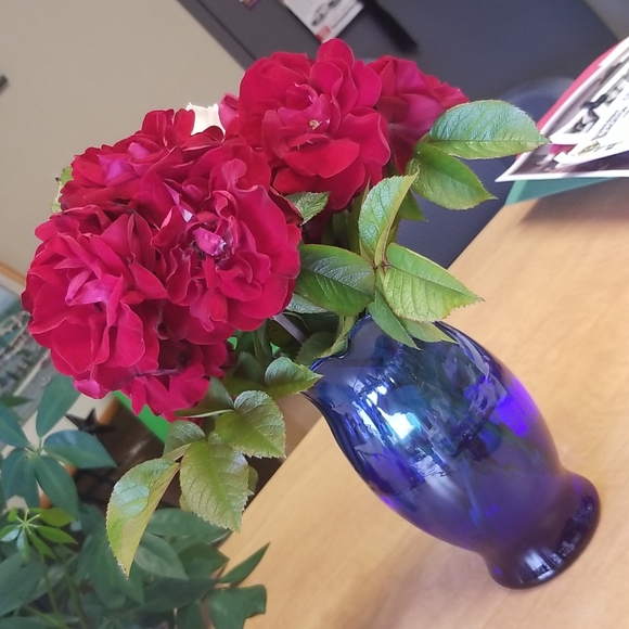 Vintage blue glass Vase - Picture 7 of 7